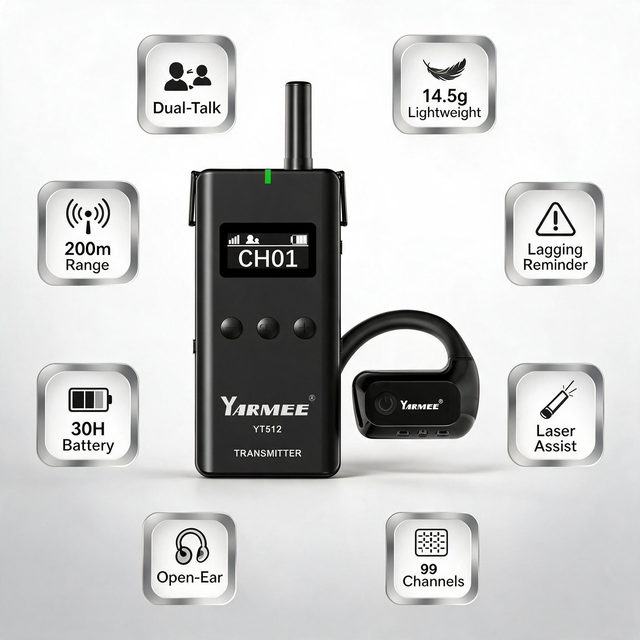 Yarmee New Model Dual-talk Open-ear Wireless Tour Guide System Long Range 99CH Receiver Transmitter for Group Tour