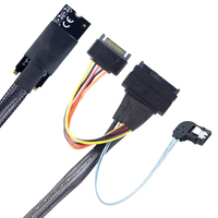 Câble M2 M-Ke PCIE-Gen 4X vers NVMe U2 SFF-8639 avec SATA 15P mâle et SATA 7P femelle à angle gauche