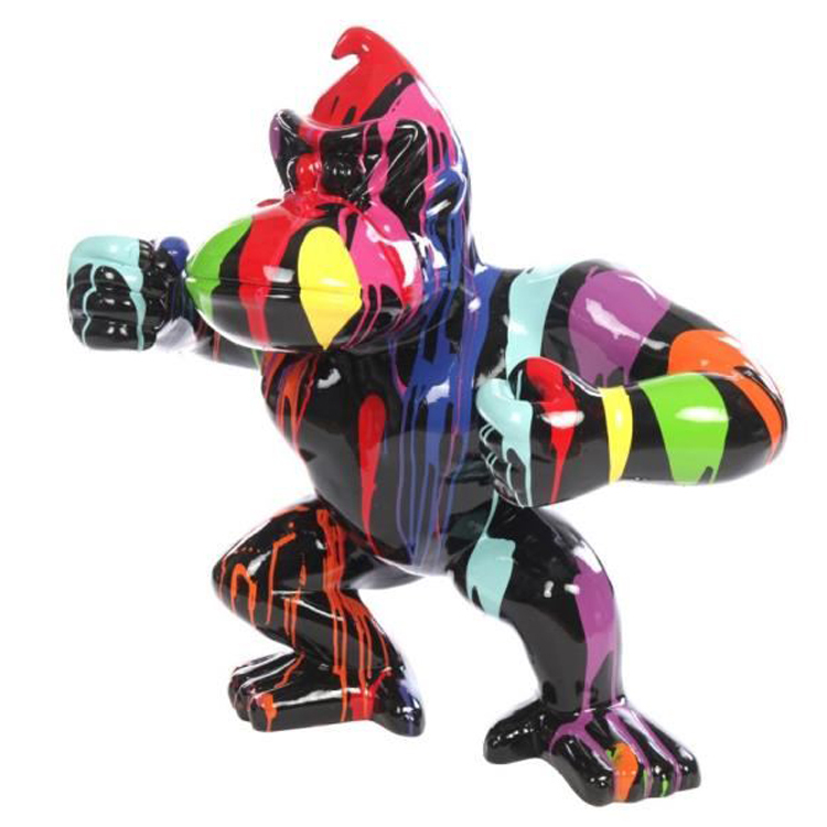 Décoration extérieure Sculpture Moderne Couleur peinture en résine Animale donkey kong gorille statue