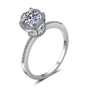 Bague en argent 925 pour femmes diamant Moissanite bague de fiançailles coupe brillante pour les fêtes anniversaires accessoires de mode - Product Image 1
