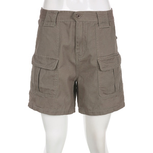 INS 2023 Summer Simple Casual 6 Pocket <strong>Cargo</strong> <strong>Shorts</strong> <strong>Women</strong> Vintage Wash Cotton <strong>Shorts</strong> - Product Image 3