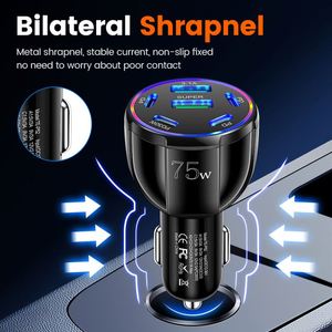 Chargeur de voiture magnétique USB+PD 30W 6 ports Type-C QC3.0 ignifuge à charge rapide pour téléphone et ordinateur portable - Product Image 5