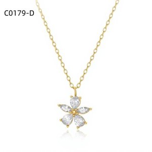 Collier pendentif fleur Amy Amy plaqué argent avec zircon cubique taille marquise, bijou classique pour femme, idéal pour le quotidien, cadeau - Product Image 4