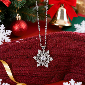 Collar con Colgante de Copo de Nieve Texturizado para Mujer, Estilo Vintage, Collar con Dije Festivo, Joyería de Moda, Regalo para Uso Diario - Product Image 4
