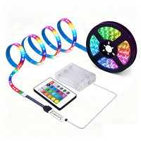 Bande lumineuse LED alimentée par piles AAA, portable, USB 5V, RGB, flexible, avec télécommande, pour rétroéclairage TV et décoration