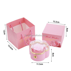 New Valentine's Day Mother's Day Cute Rotating <b>Cat</b> Claw Soap Flower Ring <b>Necklace</b> Waterproof Portable Jewelry Box - Product Image 2