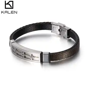 กำไลข้อมือหนังสแตนเลสสตีลรูปหัวใจ KALEN Fashion สำหรับทุกเพศ - Product Image 1