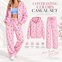 Survêtement de sport pour femme avec logo personnalisé et impression intégrale, ensemble complet avec sweat-shirt épais à fermeture éclair et pantalon de survêtement, vêtements de loisirs pour adultes