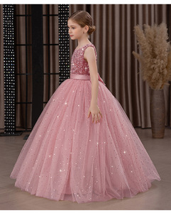 Robe de bal en tulle à paillettes pour filles, nouvelle conception personnalisée MS, avec ceinture en satin, pour concours de beauté, mariages et événements formels - Product Image 3
