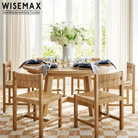 WISEMAX FURNITURE Chaise de salle à manger rétro de style campagne en bois de frêne avec dossier en rotin naturel Chaise de salle à manger pour cuisine villa