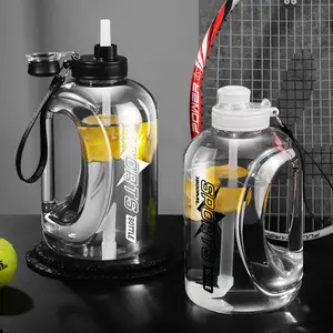 1800 ml motivational chai nước với rơm và xử lý một gallon tái sử dụng hydrat hóa Spillproof BPA thể thao miễn phí chai