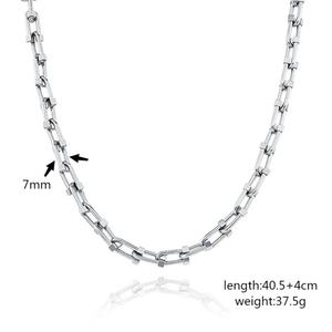 <span class=keywords><strong>H</strong></span> & P-collar de acero inoxidable con forma de U para mujer, conjunto de joyería con forma de U, cadena de zapatos de caballo, 18k, chapado en oro - Product Image 5