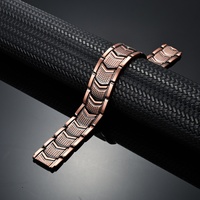 Pulseras de Cadena y Eslabones Magnéticas Certificadas de Cobre Puro 99.99% de Gran Tamaño con Diseño de Cruz Cristiana Religiosa para Hombre, de Venta Caliente