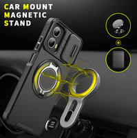 Coque arrière antichoc GSCASE avec protection coulissante pour appareil photo et support anneau 360° pour Moto G 5G 2026, compatible Samsung, Google, Infinix