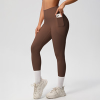 Celana Yoga nyaman wanita, Legging Olahraga Lari dan Fitness berpinggang tinggi warna polos bersirkulasi