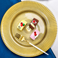 Assiettes de présentation en verre créatives, électroplaquées, faites à la main, style classique, pour la vente en gros
