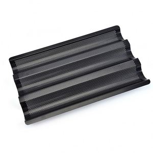 Custom Wholesales Bakery Tool Bpa Free Pastry Bakeware Non Stick Black <b>Pan</b> Carbon Steel Baguette Baking Tray - Product Image 3