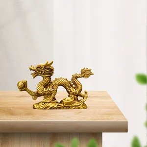 Ukuran berbeda ornamen naga kuningan fengshui ornamen naga emas patung perunggu kuningan