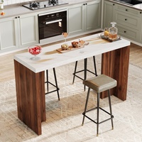Tribesigns Home Bar Unit, table de bar de 55.12 pouces avec un dessus de table fini en faux marbre, mini bar moderne autoportant