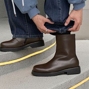 Nouveauté 2025, bottes en cuir de haute qualité pour hommes et femmes, bottes de moto, bottes Chelsea tendance pour l'hiver - Product Image 1