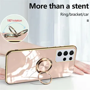 Funda de teléfono con soporte de anillo chapado de lujo para Samsung Galaxy S24 S23 S22 S21 S20 Ultra Plus FE para Note 10 20 Plus Ultra Cover - Product Image 4