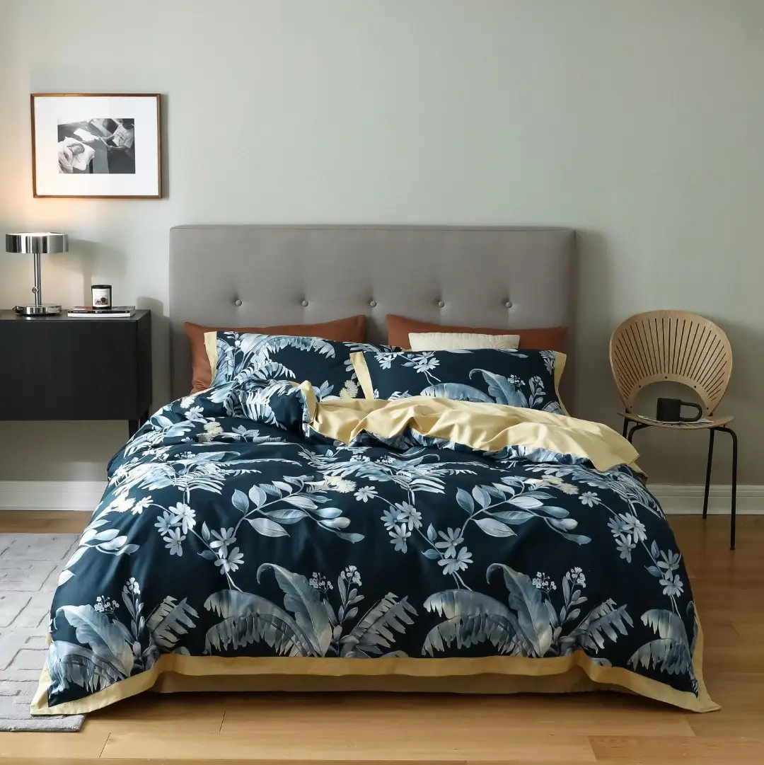 Simple geometric print king size bedding duvet cover set 100% cotton bed sheet set bedding set