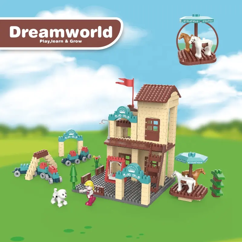 Set di blocchi per bambini 264 pezzi Dream World Blocks giocattoli compatibili con altre marche blocchi per bambini