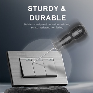 Pelat baja antikarat Modern sakelar Rocker 1 <span class=keywords><strong>2</strong></span> arah standar US 3 Gang sakelar lampu dinding tombol daya listrik - Product Image 4