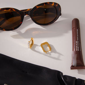 Pendientes <span class=keywords><strong>de</strong></span> Aro Rectangulares <span class=keywords><strong>de</strong></span> Acero Inoxidable Brillante con Diamantes, Pendientes Huggie para Mujer - Product Image 2