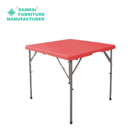 Table pliante en plastique HDPE blanc robuste SK-ZDZ-D002, 86 cm carré, portable, utilitaire, pour l'extérieur et l'intérieur, meubles de salle à manger
