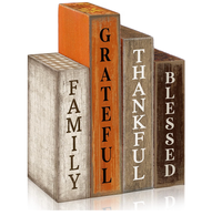 Décoration de table d'automne rustique style ferme, 4 pièces, panneau en bois « Thankful »