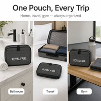 Trousse de Toilette/Maquillage Portable en Polyester Personnalisable Royal Fair avec Fermeture Éclair – Sac de Rangement Cosmétique pour Voyage
