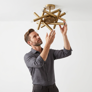 Modern Brass Geometric Ceiling Light Contemporary Indoor Fixture Living Room Home Decor - Product Image 1