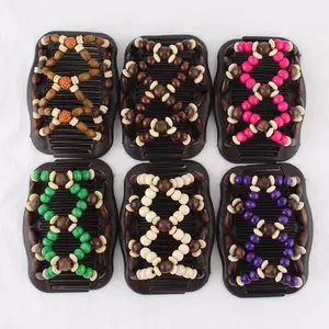 2021 New Top Selling Handmade Elastic Double Resin Hair Comb Clips Fashion Resin Beads Magic Hair Slide Combs for Ladies