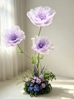 Fleurs artificielles de pavot et de pivoine pour grandes compositions florales, décoration intérieure, essentiels pour mariages et fêtes, options d'accessoires photo en organza