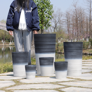 2025new trang trí nội thất mặt hàng phun cát nhựa Chậu Hoa Tròn Hình trụ cao trồng cho các nhà máy trong nhà ngoài trời - Product Image 5