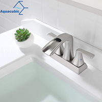 Robinet de salle de bain cascade en or brossé de 4 pouces à 2 poignées sans plomb pour salle de bain, camping-car, lavabo