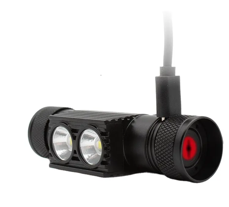 Amazon Hot Selling Headlamp Flashlight 2*LED SST40 USB Headlamps for Camping