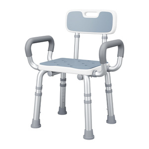 Adjustable Height Shower Stool With <b>Backrest</b> 46cm Width For Bathroom Toilet Use - Product Image 3