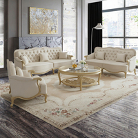 Ensemble de canapés en bois massif français, design moderne, canapé Chesterfield en similicuir, rembourrage en éponge, 2 places, pour salon, hôtel, villa, maison
