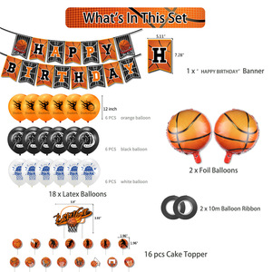 Fournitures de fête de basket-ball : Bannière jetable, ballon et décorations pour gâteaux sur le thème du sport, pour la décoration de fêtes d'enfants, de baby showers et d'anniversaires de garçons - Product Image 4