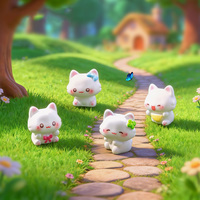 Figur Kucing Putih Mini Resin Kawaii Laris Manis, Ornamen Kerajinan untuk Dekorasi Taman Peri, Meja, Rumah, dan Lanskap Terarium