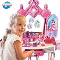 Ensemble de maquillage pour enfants avec porte à induction lumineuse et musicale, chaise de jeu en plastique, jeu éducatif, coiffeuse