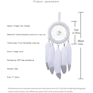 NEW White Dream Catchers Advanced Car Interior Accessories Handmade Rearview Mirror Decorative Car Charm Diameter Blessing Gift - Product Image 6