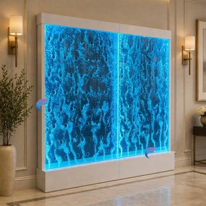 Moderna Pared de Burbujas de Agua Acrílica de 2 Paneles, Estructura de Marco Translúcido Cortada con Láser, Separador de Ambientes con Iluminación LED - Product Image 1