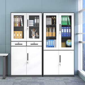 أرشيفية فولاذية حديثة مقاومة للصدأ ببابين قابلة للتعديل زجاج تخزين مستندات لورش العمل بسعر الجملة من المصنع - Product Image 4