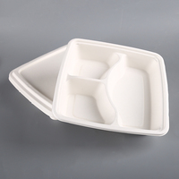 Contenant alimentaire jetable en bagasse de canne à sucre, carré, 3 et 4 compartiments, vaisselle biodégradable