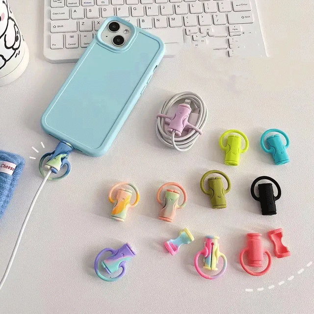 Universal Portable Mini Cartoon 3d Cute Animals Bites Data Cable Protector Winder Charging Wire Protective Sleeve