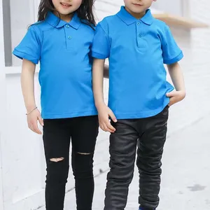 Trẻ Em Trai Và Cô Gái Đồng Bằng Trống Ngắn Tay Áo 100% Cotton Polo T Shirt Tùy Chỉnh Nhiệt Chuyển In Ấn Trẻ Em Kid Polo Áo Sơ Mi