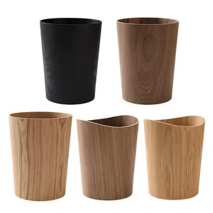 Luxury Natural Nordic Style MDF Wood Trash Can Garbage Waste Bin Rubbish Basket for Household Home Office Kitchen Bathroom